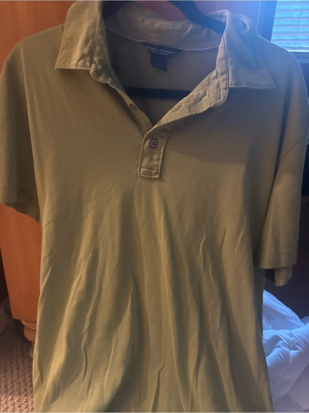Banana Republic Men's Olive Polo in Light Green